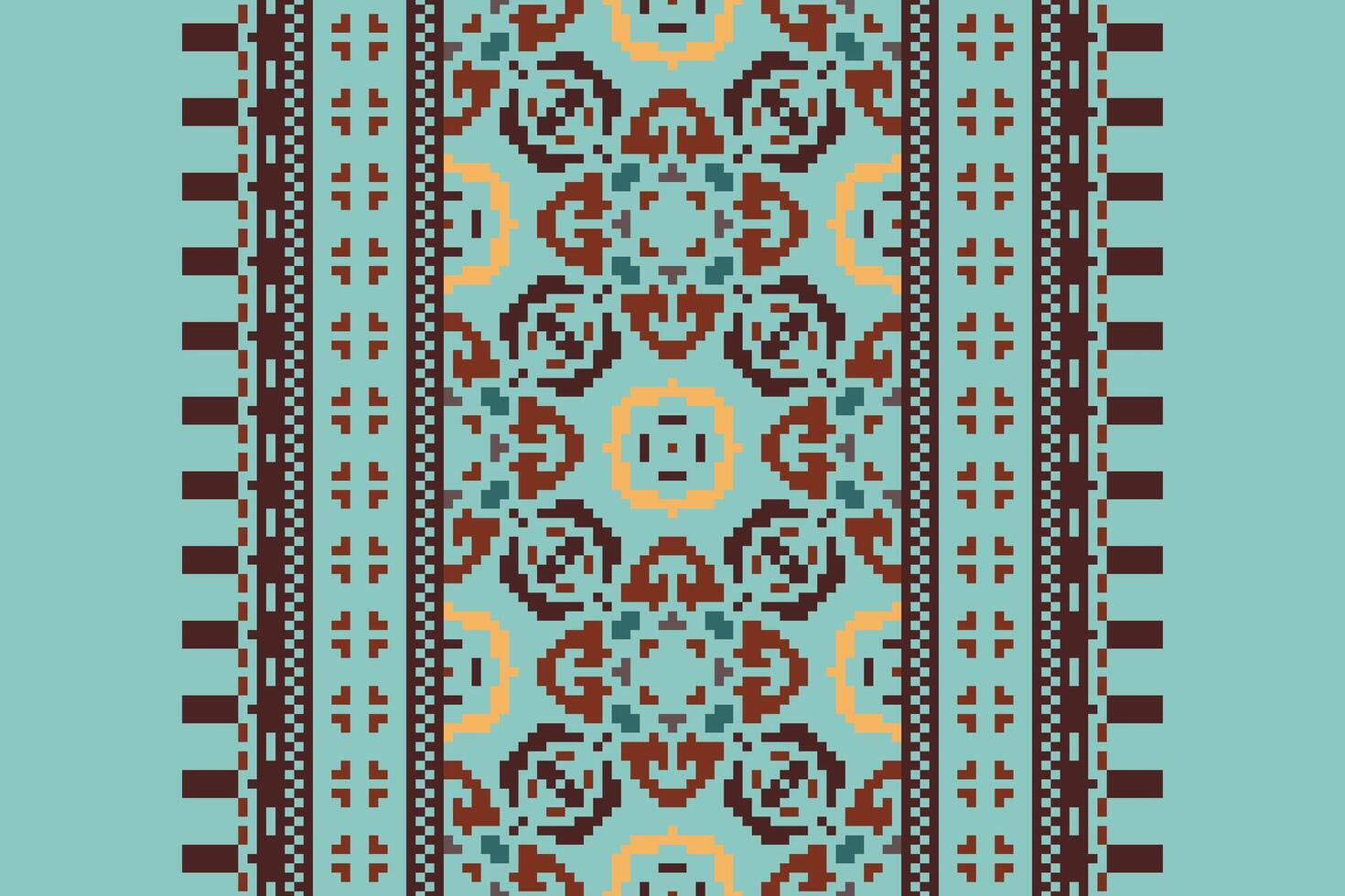 Kurti Pattern Seamless Mughal architecture Motif embroidery, Pixel Ikat embroidery Design for Print indigenous art aboriginal art pattern floral kurti mughal border vector
