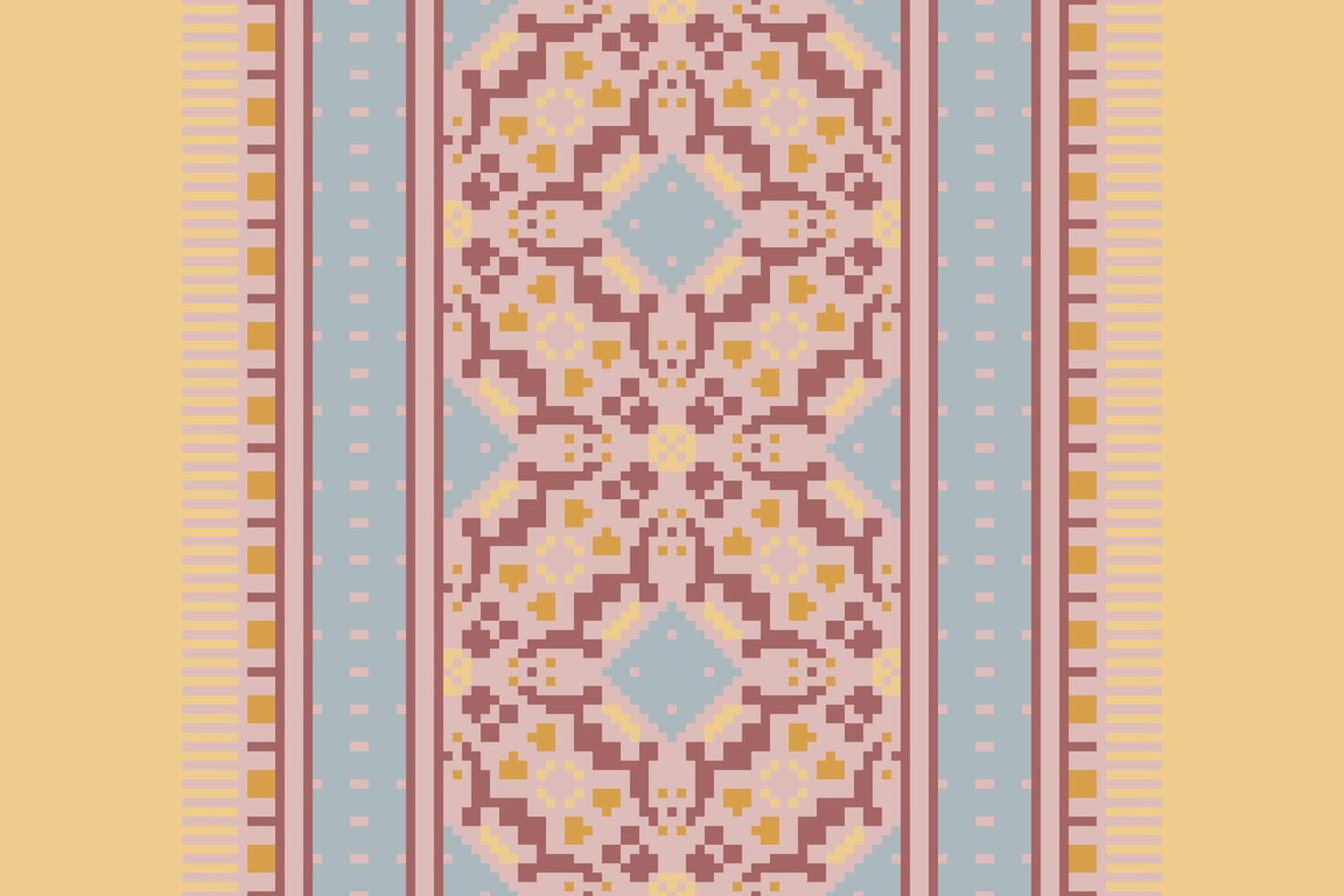 Kurti Pattern Seamless Scandinavian pattern Motif embroidery, Pixel Ikat embroidery Design for Print scandinavian pattern saree ethnic nativity gypsy pattern vector