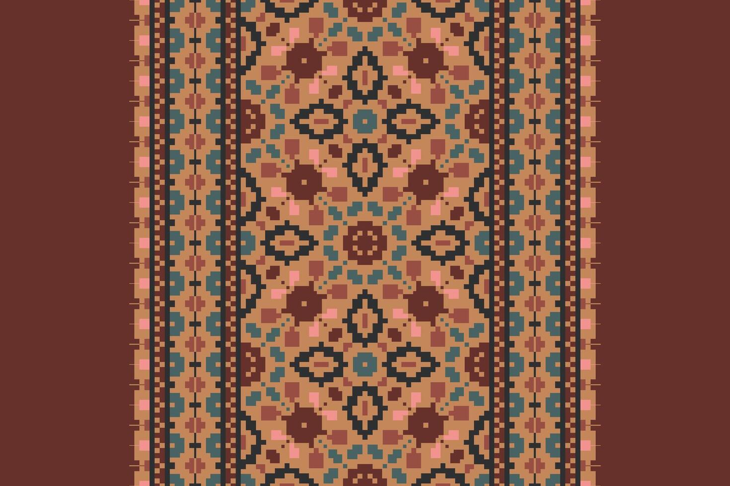 Kurti Pattern Seamless Scandinavian pattern Motif embroidery, Pixel Ikat embroidery Design for Print figure tribal ink on cloth patola sari vector