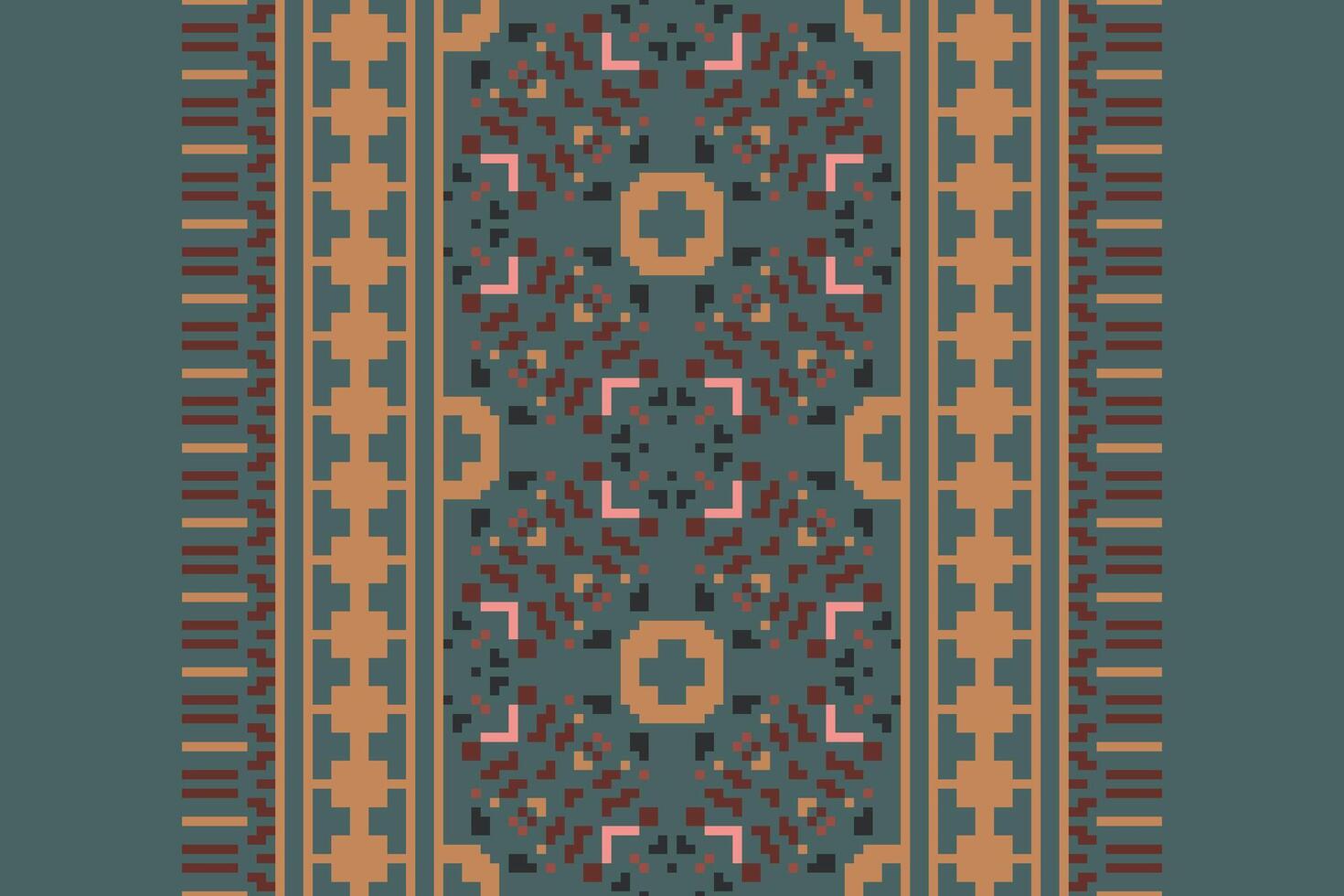 Ghagra Pattern Seamless Native American, Motif embroidery, Pixel Ikat embroidery Design for Print indonesian batik motif embroidery native american kurta mughal design vector