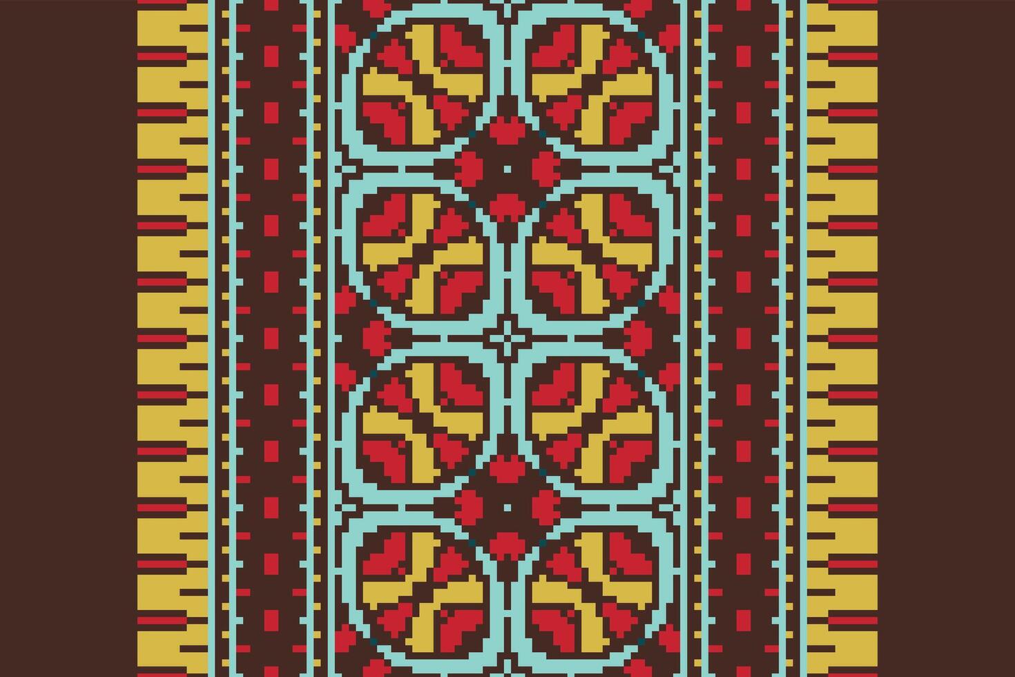 Kurti Pattern Seamless Mughal architecture Motif embroidery, Pixel Ikat embroidery Design for Print scandinavian pattern saree ethnic nativity gypsy pattern vector