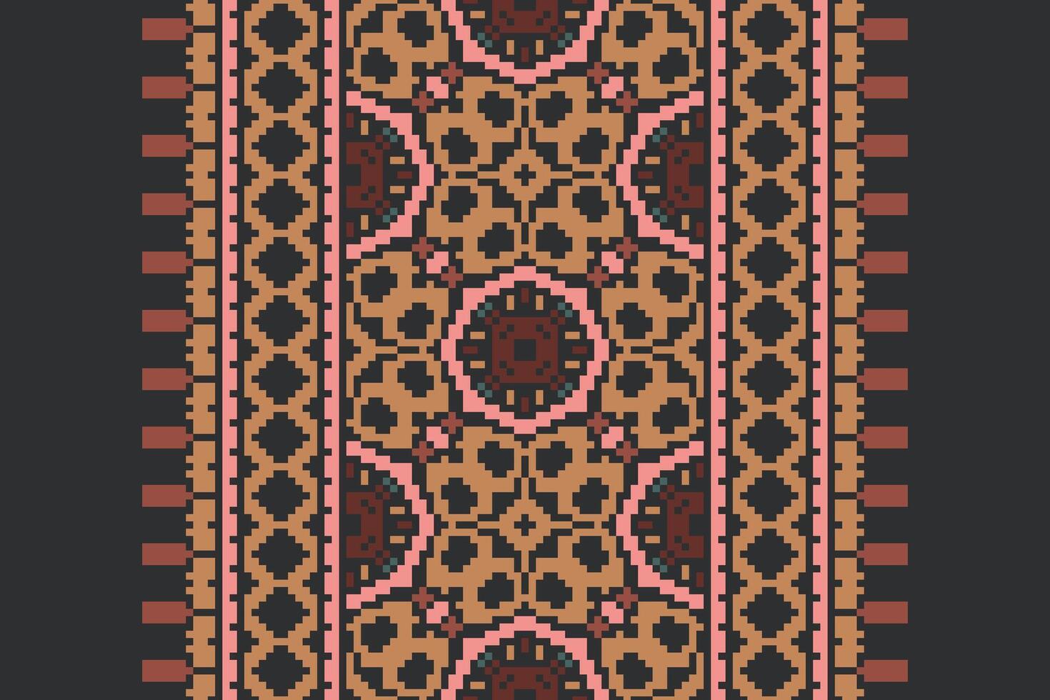 Ghagra Pattern Seamless Native American, Motif embroidery, Pixel Ikat embroidery Design for Print Texture fabric saree sari carpet. kurta patola saree vector