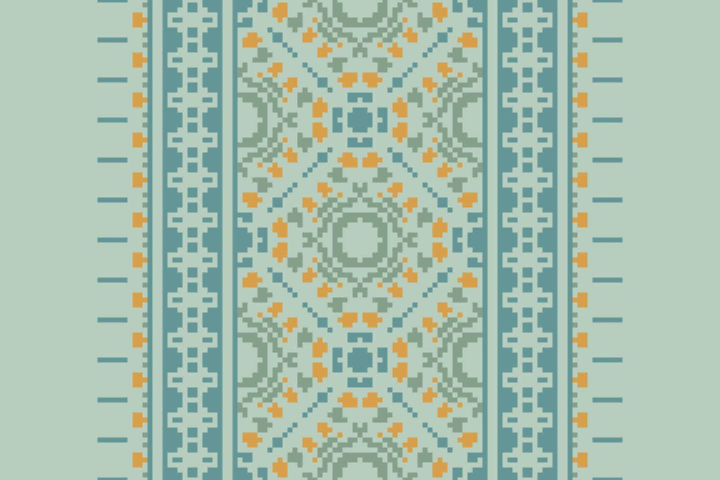 Kurti Pattern Seamless Scandinavian pattern Motif embroidery, Pixel Ikat embroidery Design for Print tapestry floral kimono repeat pattern lacing spanish motif vector