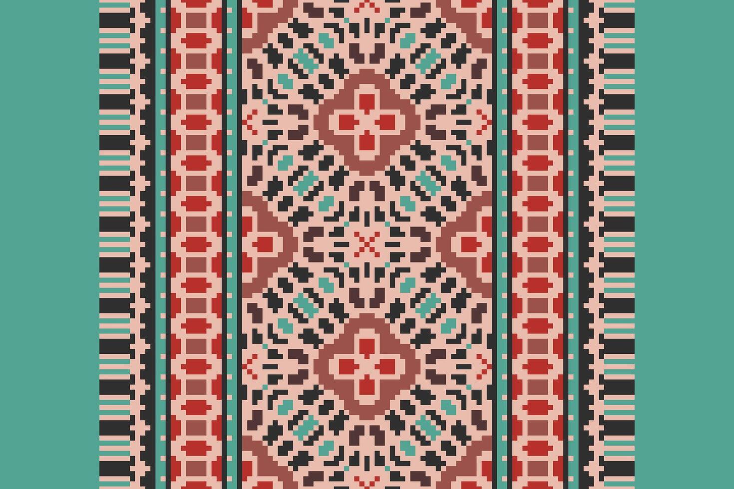 Ghagra Pattern Seamless Bandana print silk Motif embroidery, Pixel Ikat embroidery Design for Print scandinavian pattern saree ethnic nativity gypsy pattern vector