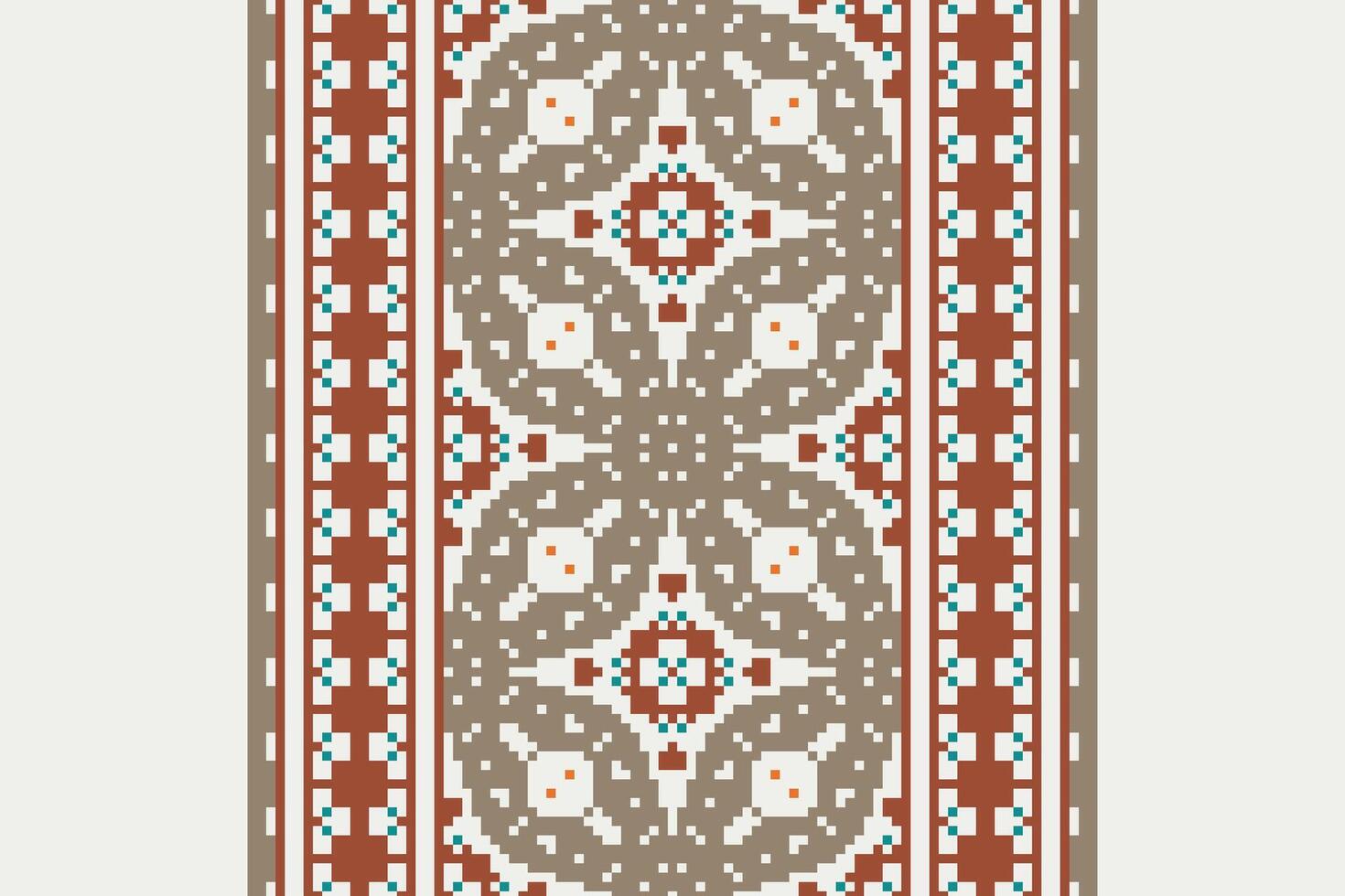 Ghagra Pattern Seamless Mughal architecture Motif embroidery, Pixel Ikat embroidery Design for Print egyptian pattern tibetan mandala bandanna vector