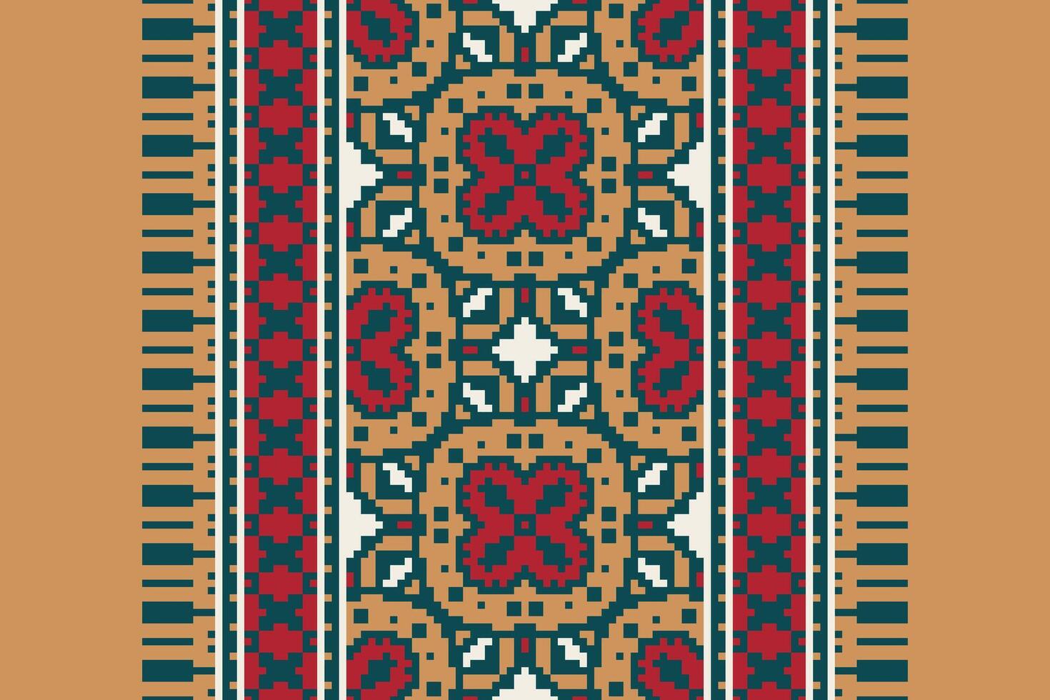 Ghagra Pattern Seamless Scandinavian pattern Motif embroidery, Pixel Ikat embroidery Design for Print tie dyeing pillowcase sambal puri kurti mughal architecture vector