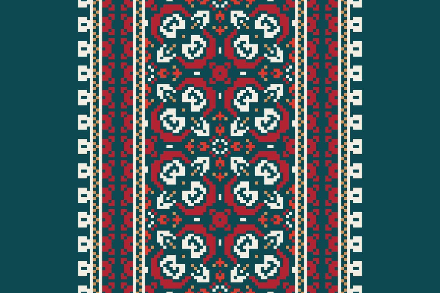 Ghagra Pattern Seamless Scandinavian pattern Motif embroidery, Pixel Ikat embroidery Design for Print tapestry floral kimono repeat pattern lacing spanish motif vector