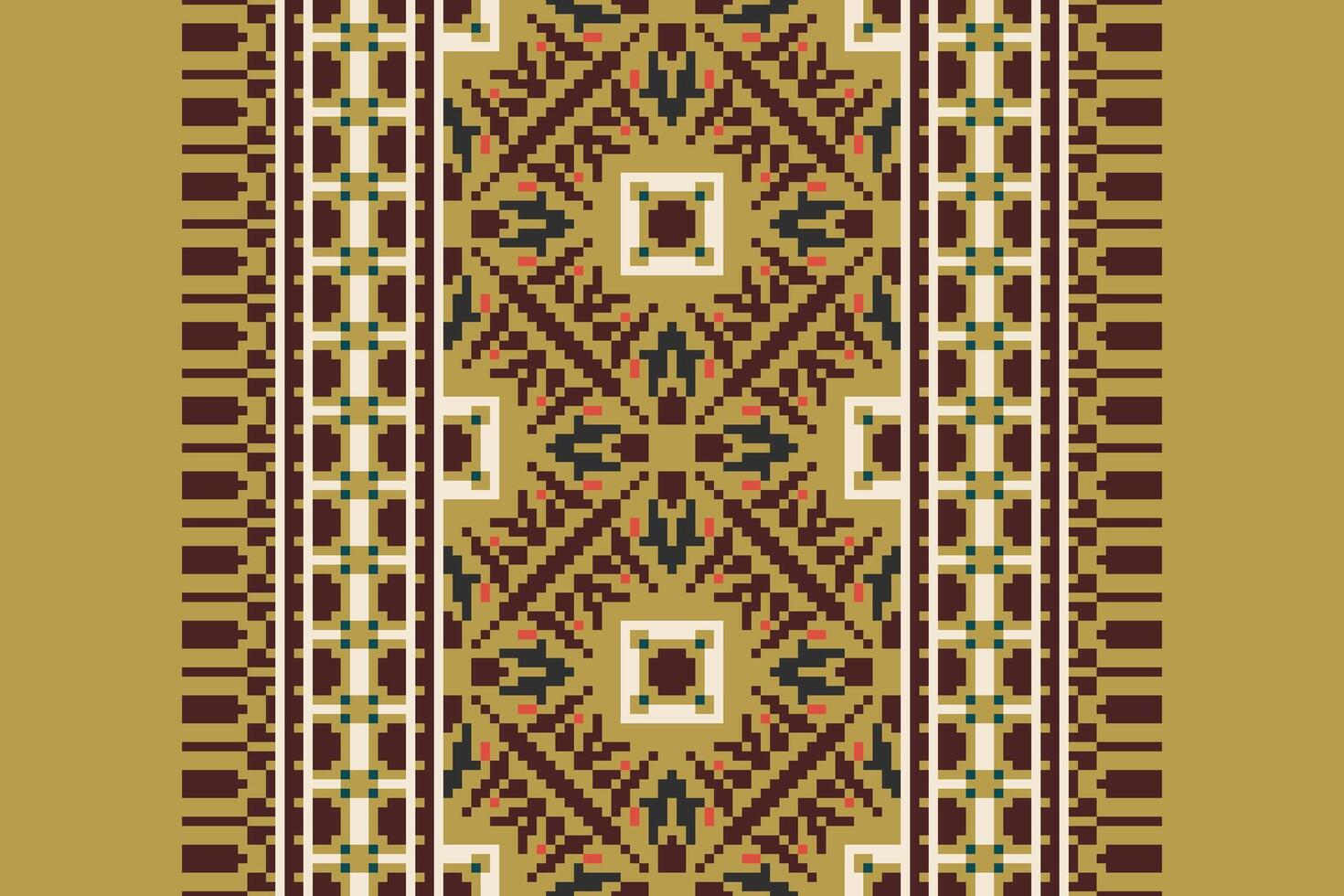 Motif folklore pattern Seamless Native American, Motif embroidery, Pixel Ikat embroidery Design for Print kurta pattern mughal motifs tapestry pattern floral repeat vector