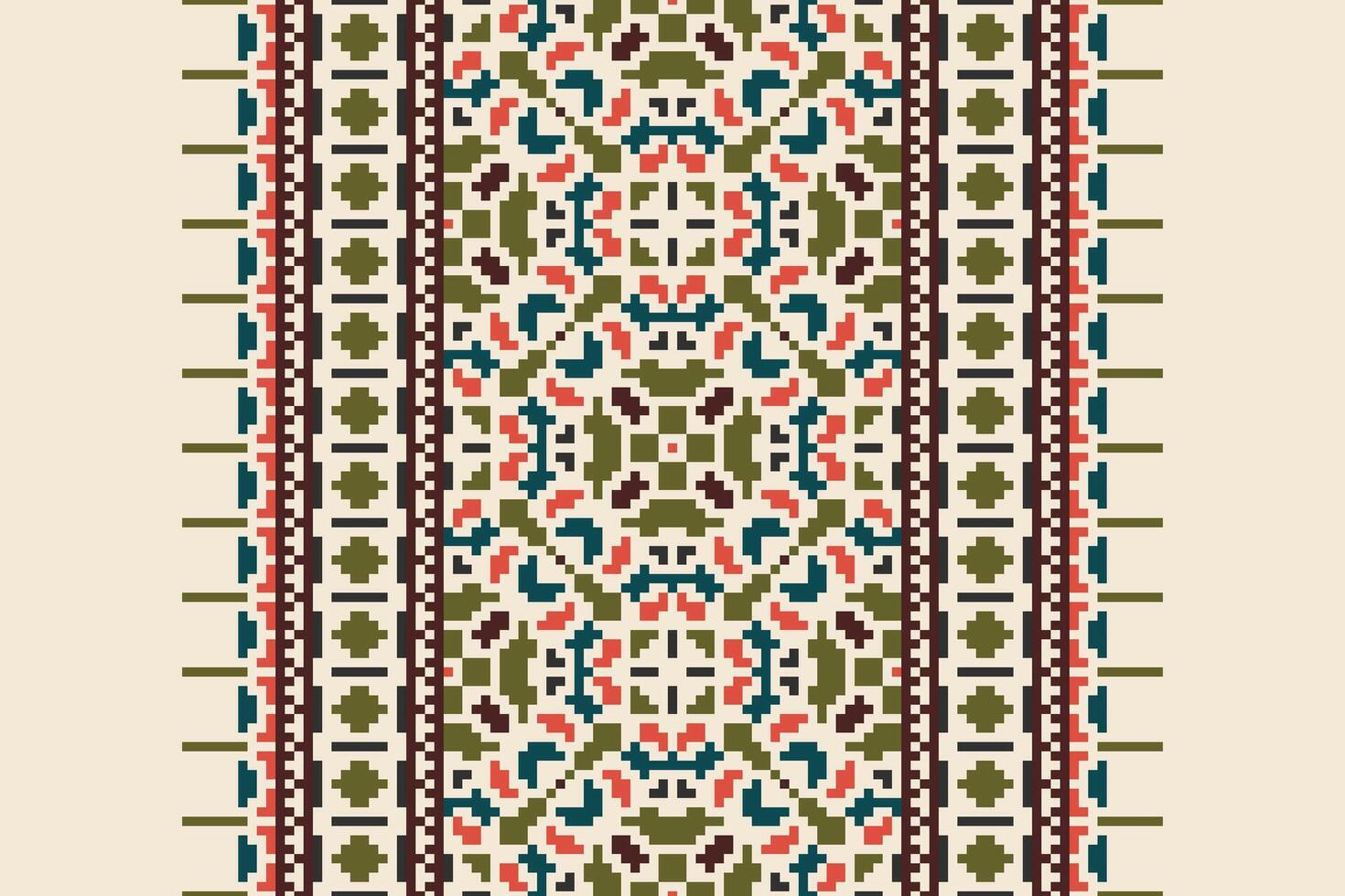 Motif folklore pattern Seamless Native American, Motif embroidery, Pixel Ikat embroidery Design for Print scarf hijab pattern kerchief Pixel Ikat Silk kurti model mughal patterns vector