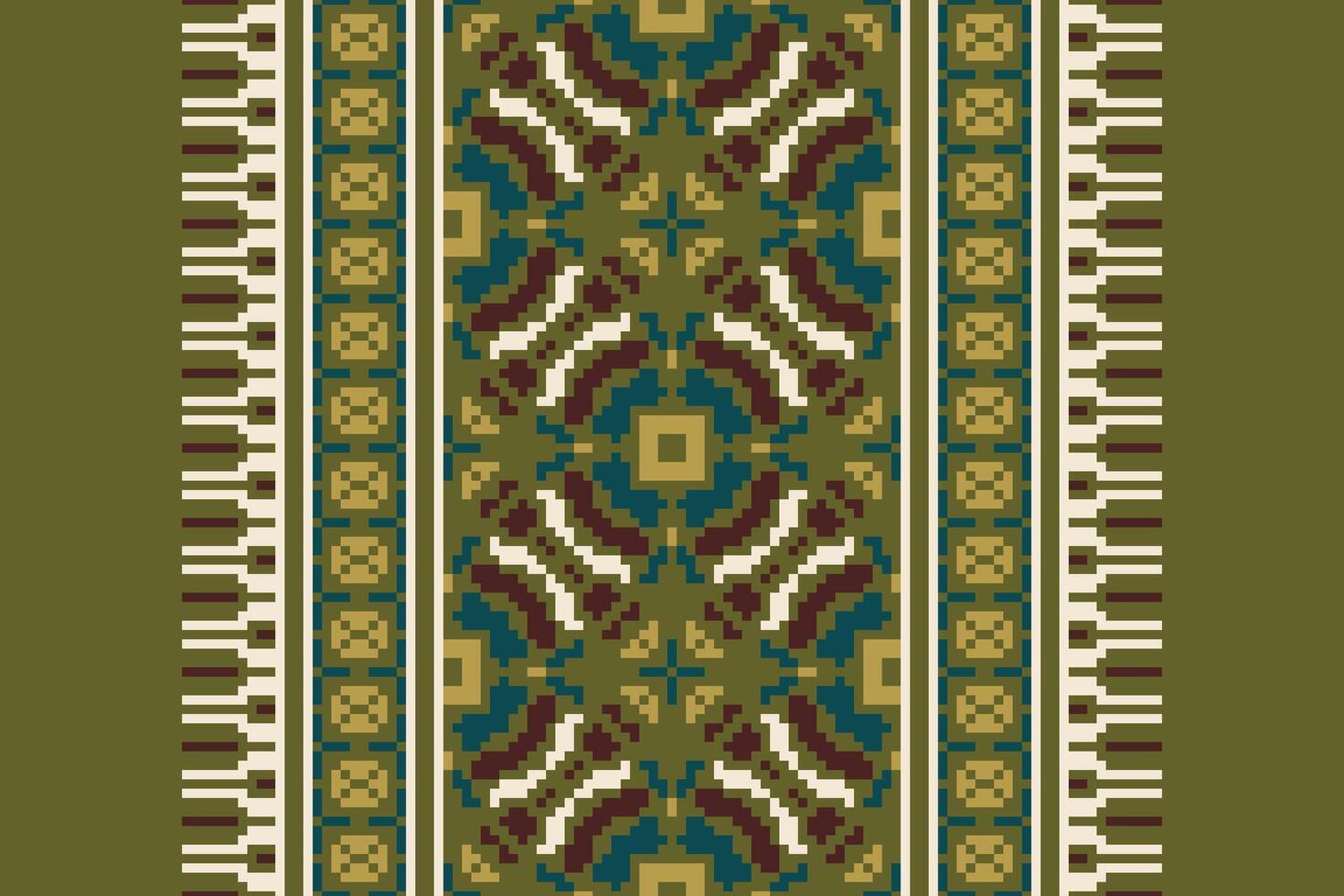 Motif folklore pattern Seamless Native American, Motif embroidery, Pixel Ikat embroidery Design for Print indonesian batik motif embroidery native american kurta mughal design vector