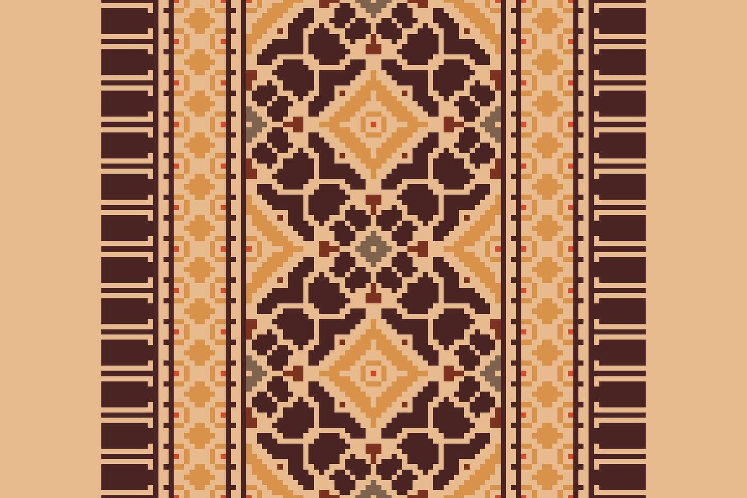 Motif folklore pattern Seamless Native American, Motif embroidery, Pixel Ikat embroidery Design for Print tapestry floral kimono repeat pattern lacing spanish motif vector