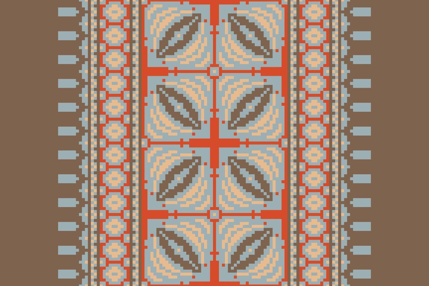 Motif folklore pattern Seamless Native American, Motif embroidery, Pixel Ikat embroidery Design for Print figure tribal ink on cloth patola sari vector