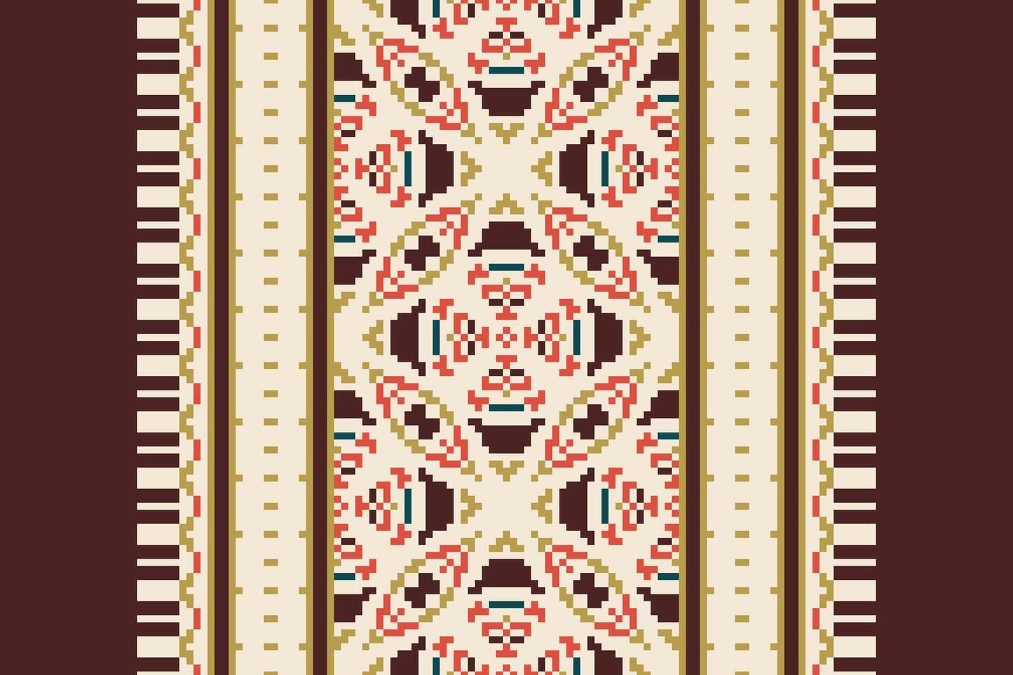 Motif folklore pattern Seamless Native American, Motif embroidery, Pixel Ikat embroidery Design for Print endless arabesque cloth dupatta shawl bandana print silk kurta men vector