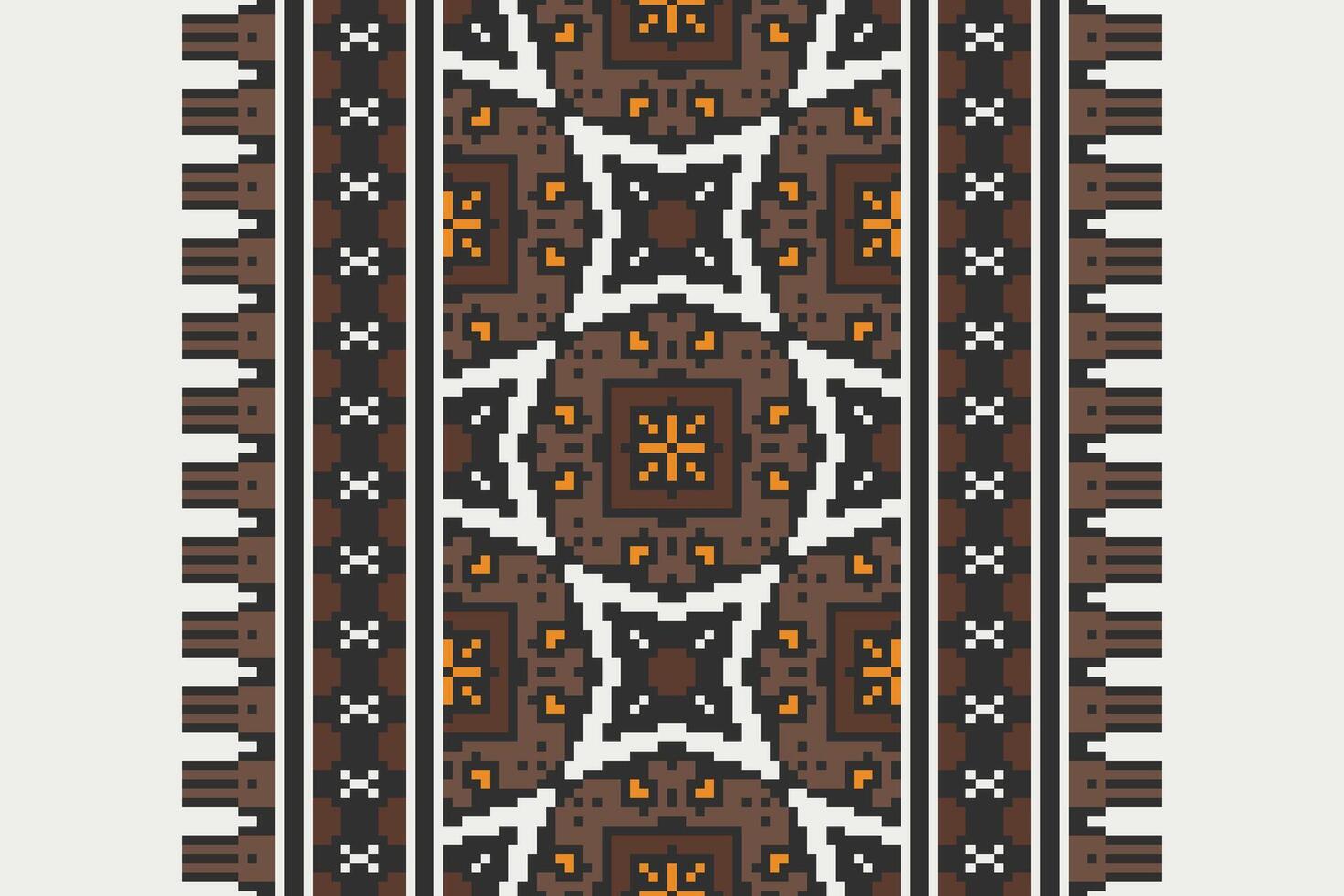 Motif folklore pattern Seamless Bandana print silk Motif embroidery, Pixel Ikat embroidery Design for Print endless arabesque cloth dupatta shawl bandana print silk kurta men vector