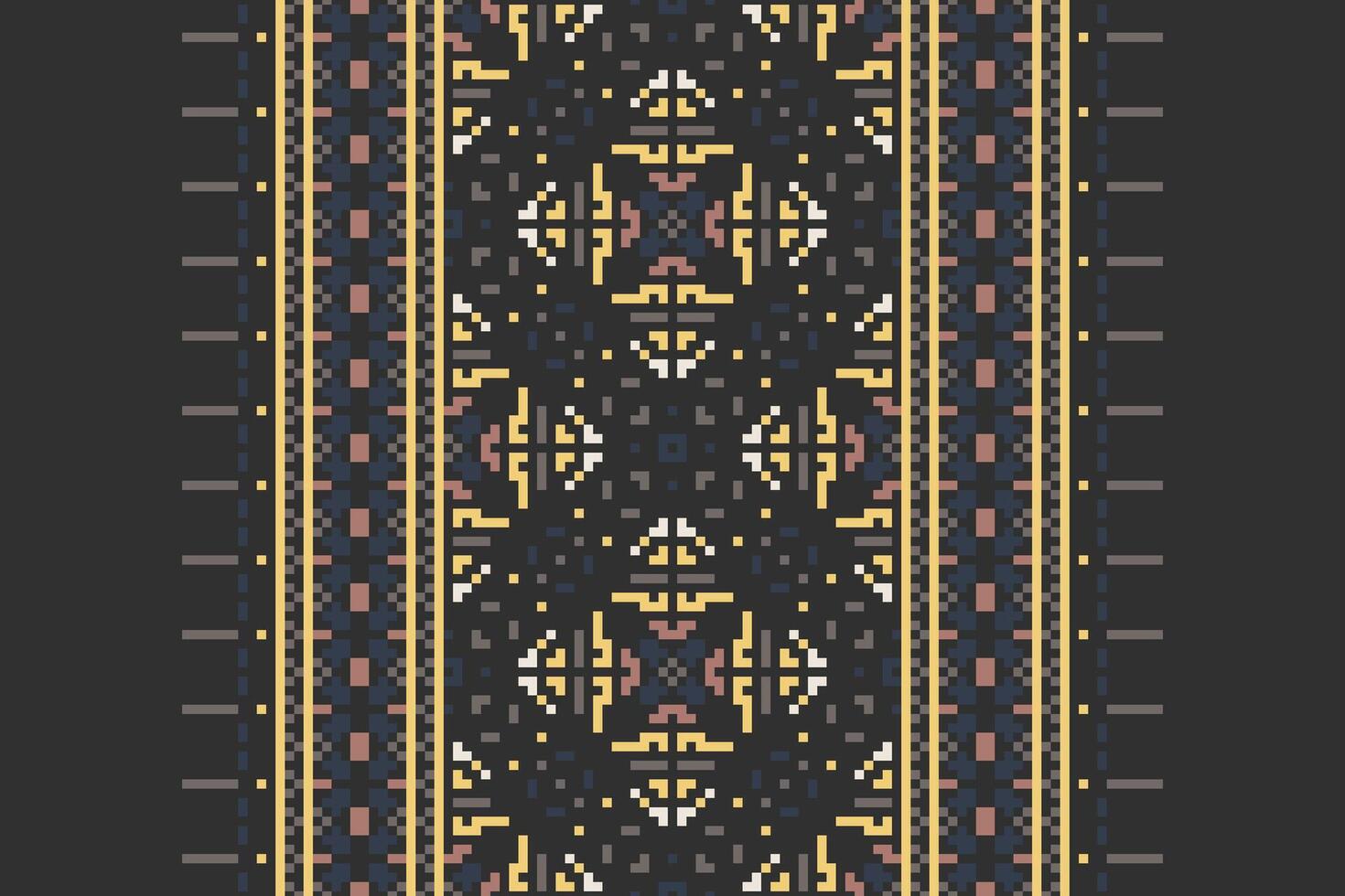 Motif folklore pattern Seamless Bandana print silk Motif embroidery, Pixel Ikat embroidery Design for Print egyptian pattern tibetan mandala bandanna vector