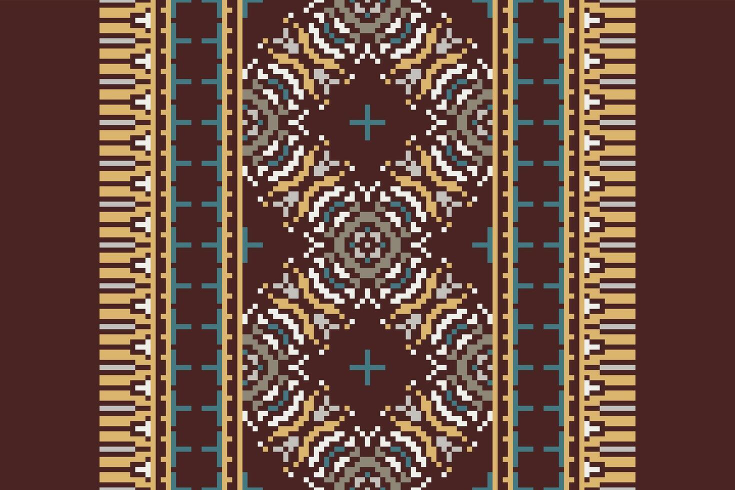 Motif folklore pattern Seamless Scandinavian pattern Motif embroidery, Pixel Ikat embroidery Design for Print tie dyeing pillowcase sambal puri kurti mughal architecture vector