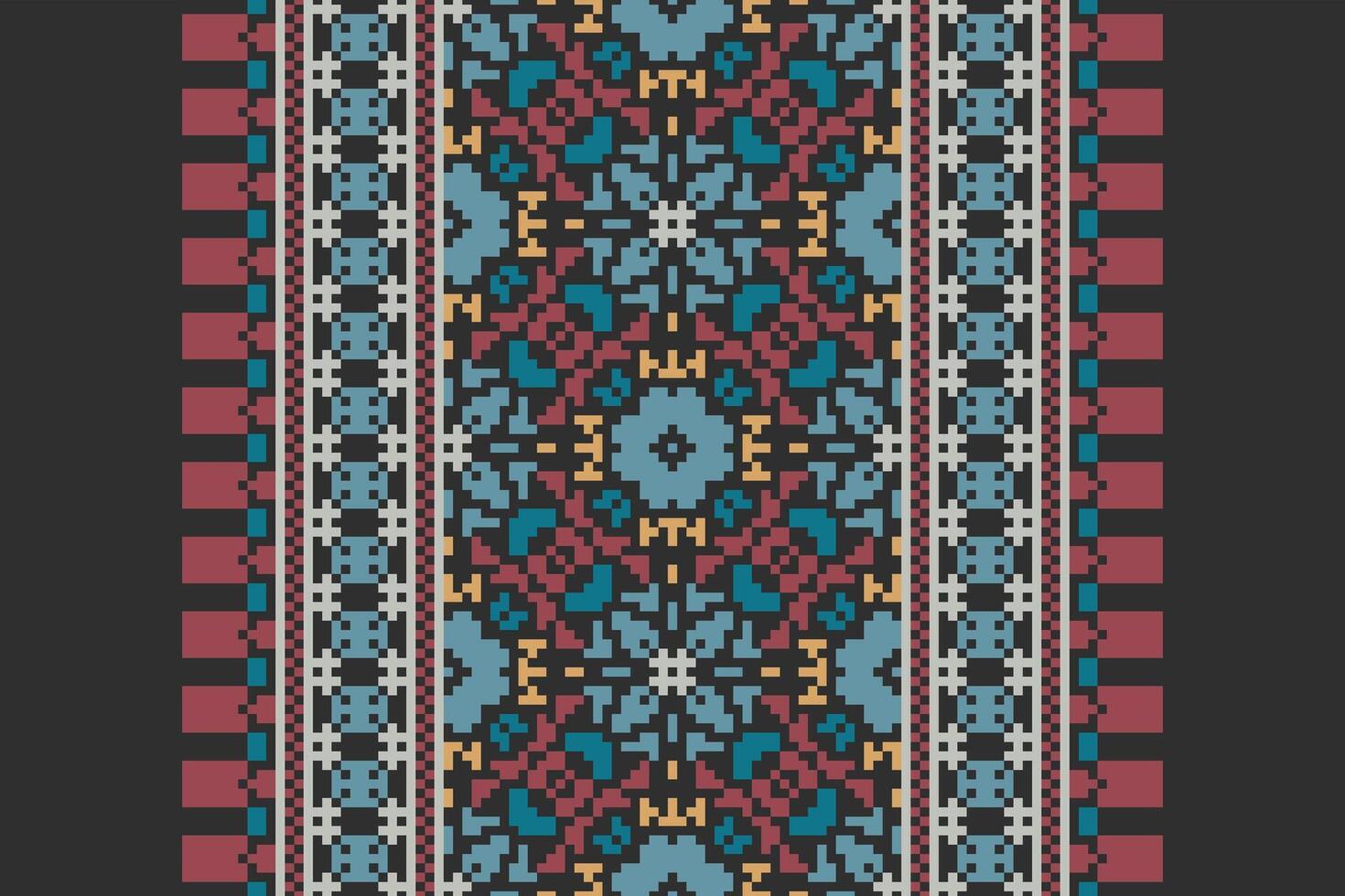 Motif folklore pattern Seamless Mughal architecture Motif embroidery, Pixel Ikat embroidery Design for Print kurta pattern mughal motifs tapestry pattern floral repeat vector