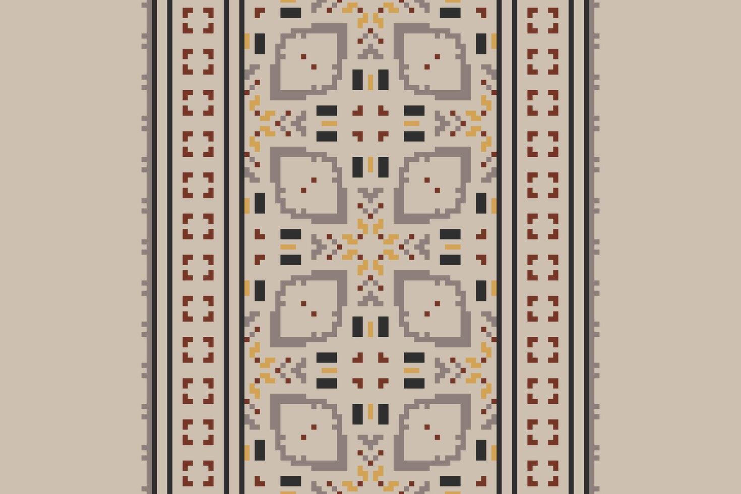 Motif folklore pattern Seamless Scandinavian pattern Motif embroidery, Pixel Ikat embroidery Design for Print endless arabesque cloth dupatta shawl bandana print silk kurta men vector