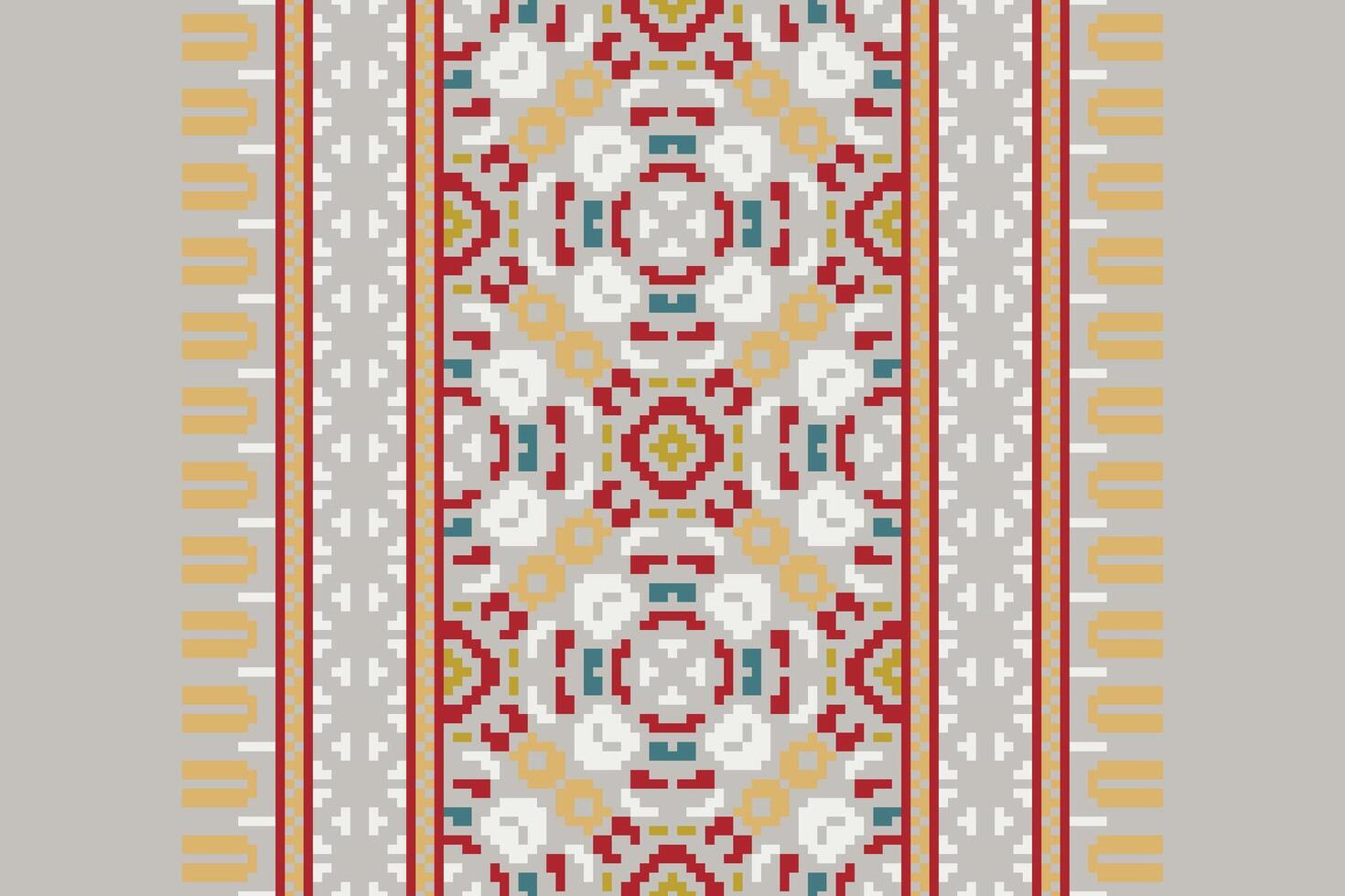 Motif folklore pattern Seamless Scandinavian pattern Motif embroidery, Pixel Ikat embroidery Design for Print pattern vintage flower folk navajo patchwork pattern vector