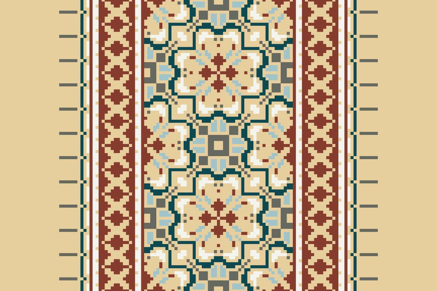 Silk fabric Patola sari Pattern Seamless Bandana print silk Motif embroidery, Pixel Ikat embroidery Design for Print australian curtain pattern geometric pillow model kurti mughal flowers vector
