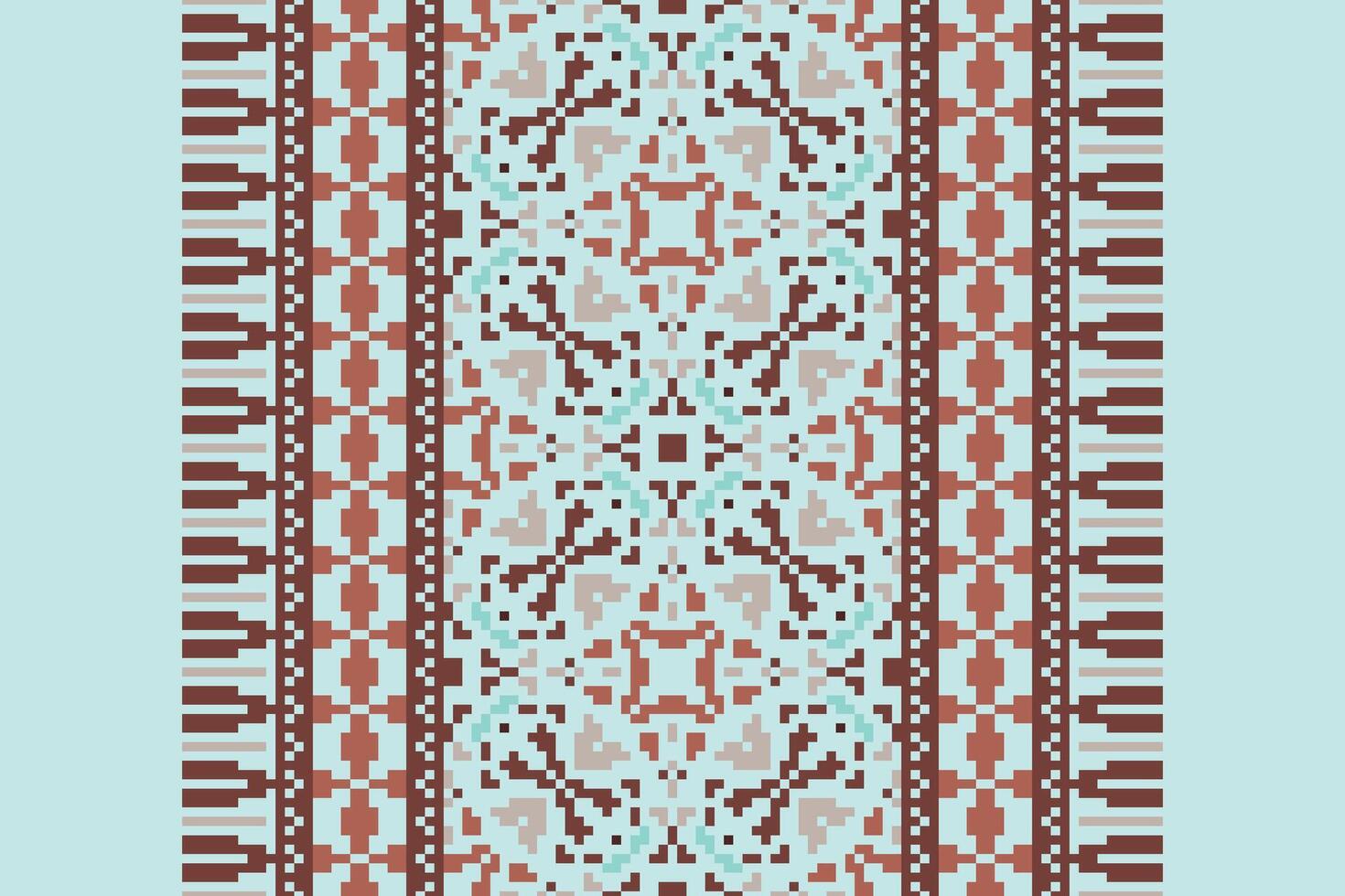 Silk fabric Patola sari Pattern Seamless Bandana print silk Motif embroidery, Pixel Ikat embroidery Design for Print endless arabesque cloth dupatta shawl bandana print silk kurta men vector