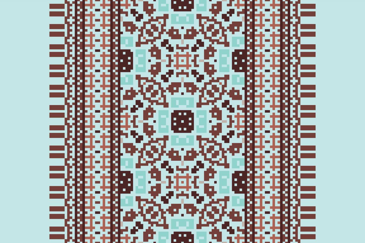 Silk fabric Patola sari Pattern Seamless Bandana print silk Motif embroidery, Pixel Ikat embroidery Design for Print indonesian batik motif embroidery native american kurta mughal design vector