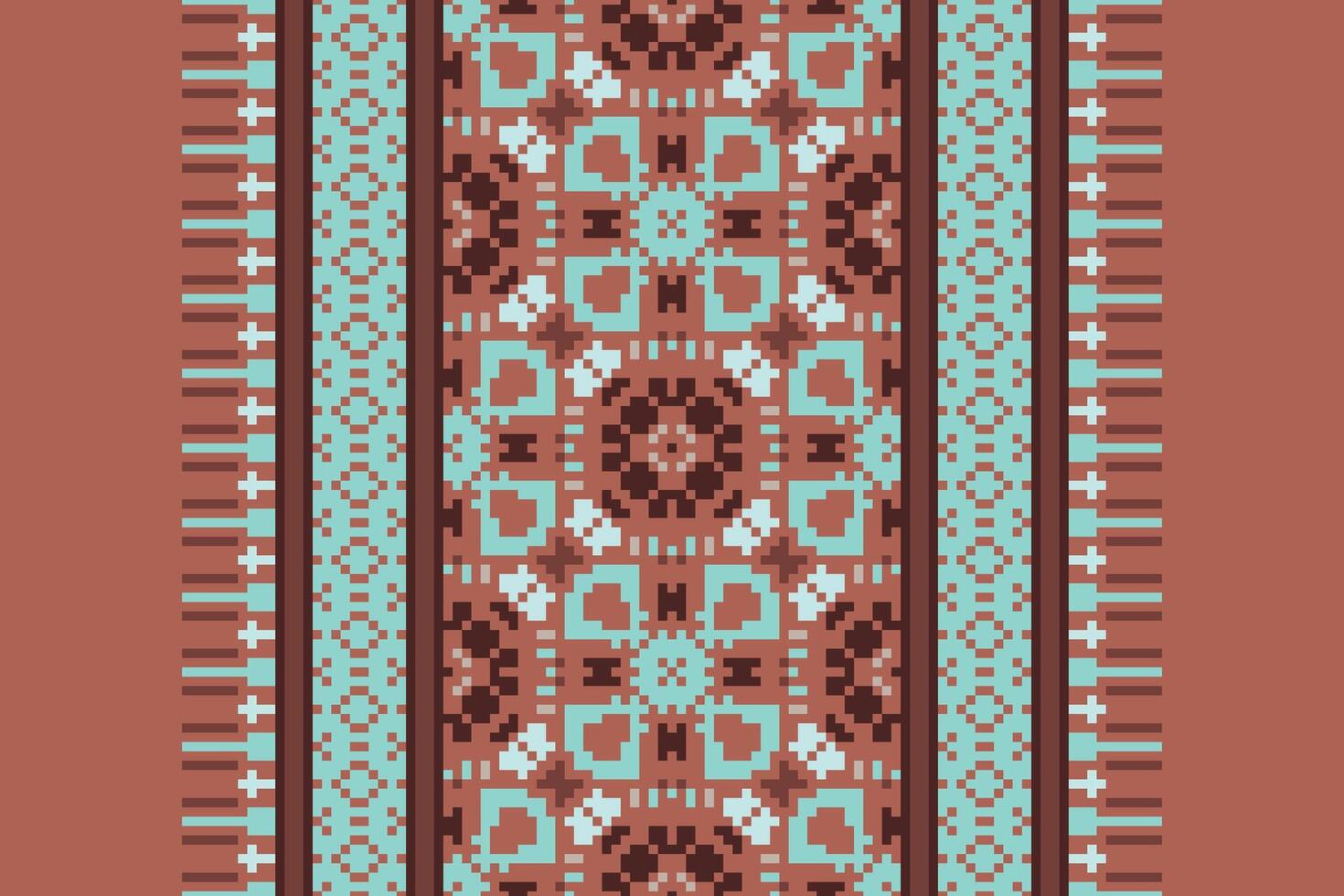 Silk fabric Patola sari Pattern Seamless Bandana print silk Motif embroidery, Pixel Ikat embroidery Design for Print Texture fabric saree sari carpet. kurta patola saree vector