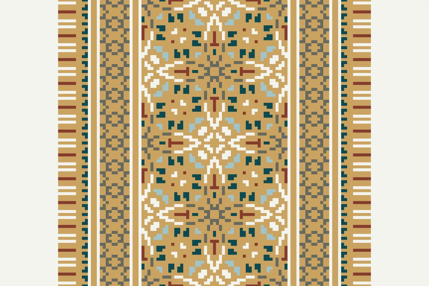 Silk fabric Patola sari Pattern Seamless Bandana print silk Motif embroidery, Pixel Ikat embroidery Design for Print pattern vintage flower folk navajo patchwork pattern vector