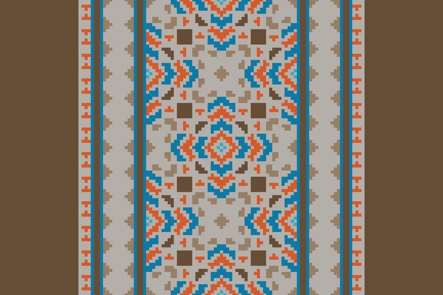 Silk fabric Patola sari Pattern Seamless Bandana print silk Motif embroidery, Pixel Ikat embroidery Design for Print figure tribal ink on cloth patola sari vector