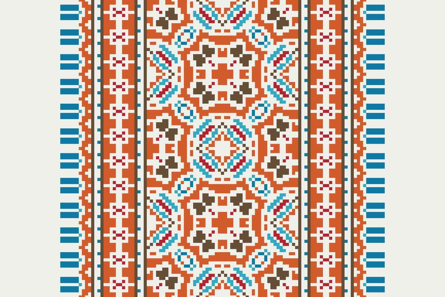 Silk fabric Patola sari Pattern Seamless Bandana print silk Motif embroidery, Pixel Ikat embroidery Design for Print border embroidery ancient egypt vector