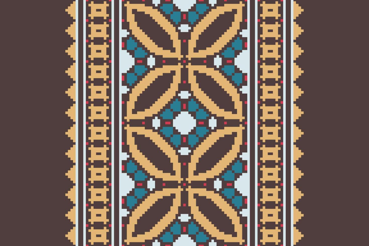 Silk fabric Patola sari Pattern Seamless Mughal architecture Motif embroidery, Pixel Ikat embroidery Design for Print egyptian pattern tibetan mandala bandanna vector