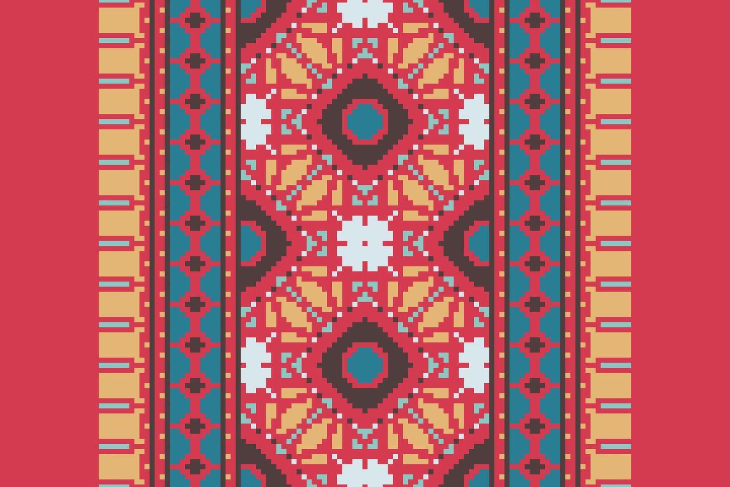 Silk fabric Patola sari Pattern Seamless Mughal architecture Motif embroidery, Pixel Ikat embroidery Design for Print scandinavian pattern saree ethnic nativity gypsy pattern vector