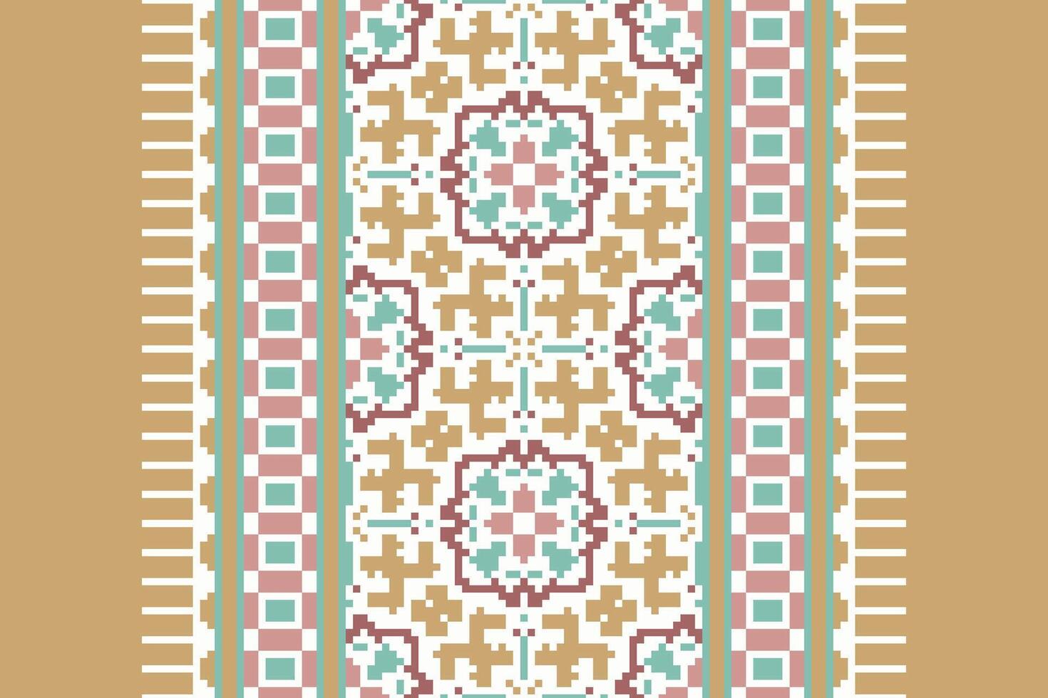 Silk fabric Patola sari Pattern Seamless Scandinavian pattern Motif embroidery, Pixel Ikat embroidery Design for Print indonesian batik motif embroidery native american kurta mughal design vector