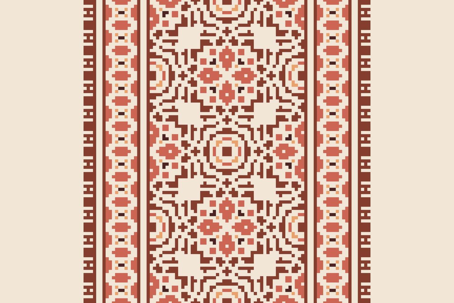 Silk fabric Patola sari Pattern Seamless Scandinavian pattern Motif embroidery, Pixel Ikat embroidery Design for Print endless arabesque cloth dupatta shawl bandana print silk kurta men vector