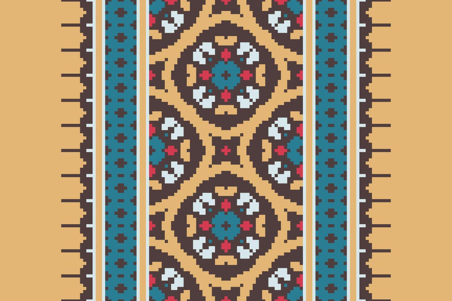 Silk fabric Patola sari Pattern Seamless Mughal architecture Motif embroidery, Pixel Ikat embroidery Design for Print scandinavian pattern saree ethnic nativity gypsy pattern vector