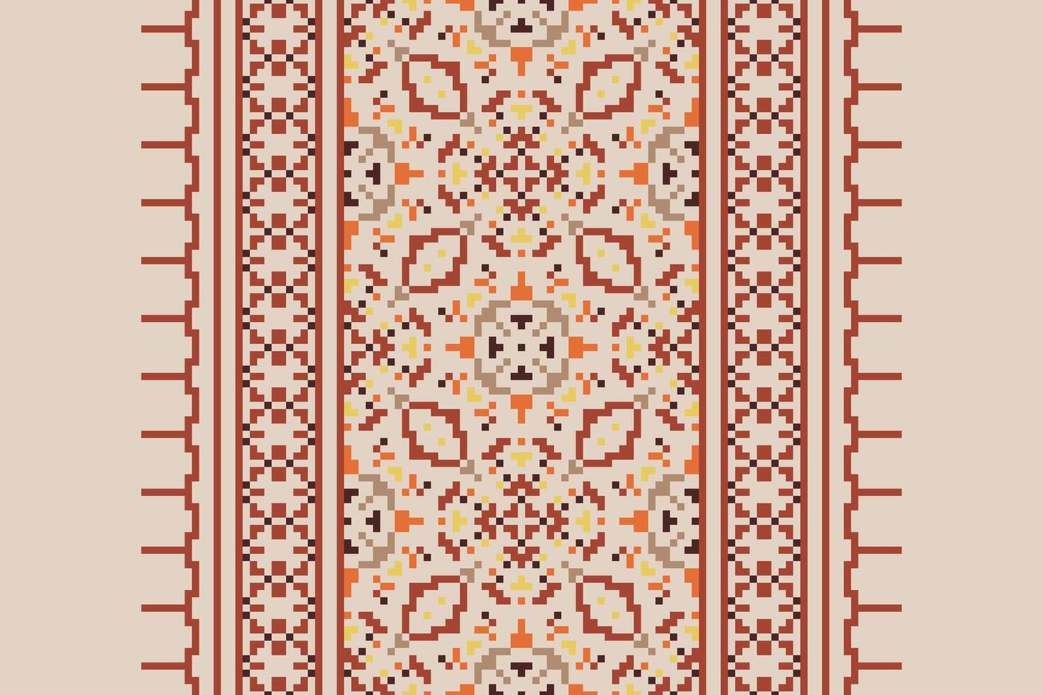 Nordic pattern Seamless Bandana print silk Motif embroidery, Pixel Ikat embroidery Design for Print australian curtain pattern geometric pillow model kurti mughal flowers vector