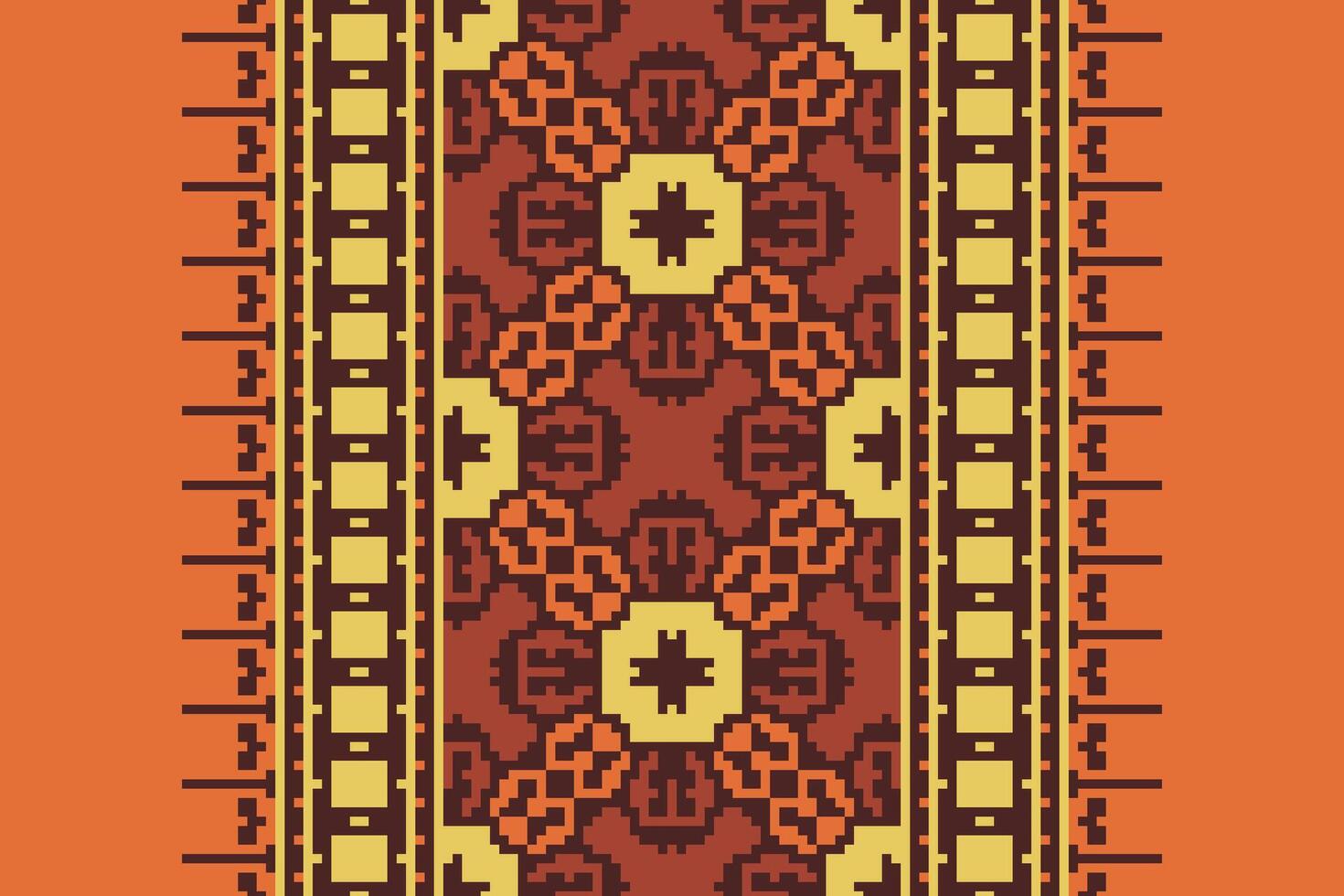 Nordic pattern Seamless Bandana print silk Motif embroidery, Pixel Ikat embroidery Design for Print scarf hijab pattern kerchief Pixel Ikat Silk kurti model mughal patterns vector