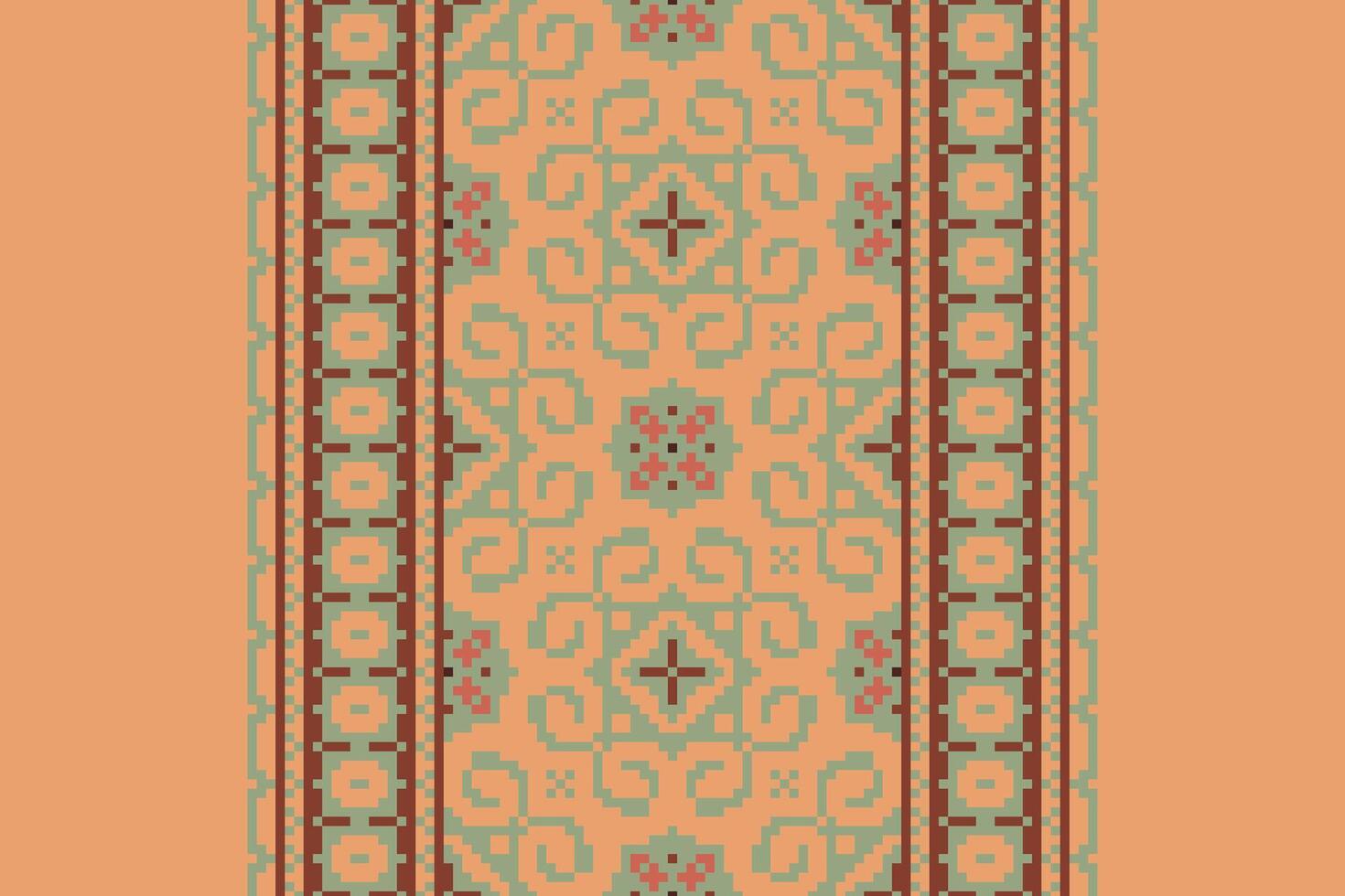 Silk fabric Patola sari Pattern Seamless Scandinavian pattern Motif embroidery, Pixel Ikat embroidery Design for Print indigenous art aboriginal art pattern floral kurti mughal border vector