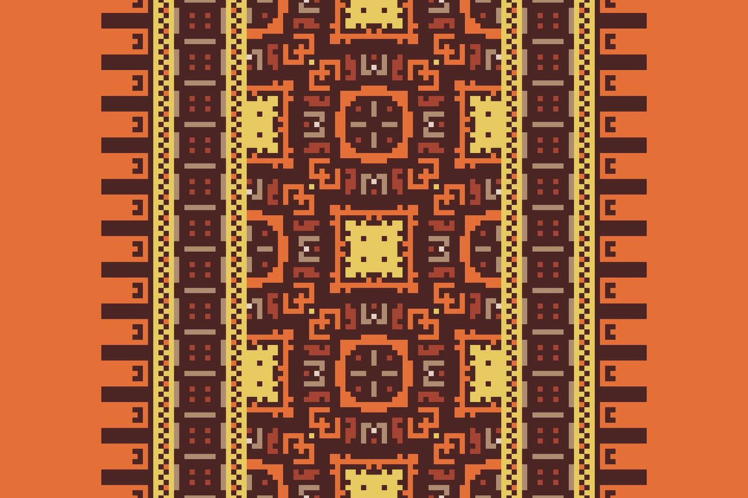 Nordic pattern Seamless Bandana print silk Motif embroidery, Pixel Ikat embroidery Design for Print endless arabesque cloth dupatta shawl bandana print silk kurta men vector
