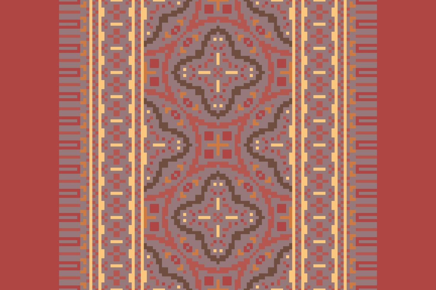 Nordic pattern Seamless Bandana print silk Motif embroidery, Pixel Ikat embroidery Design for Print scandinavian pattern saree ethnic nativity gypsy pattern vector
