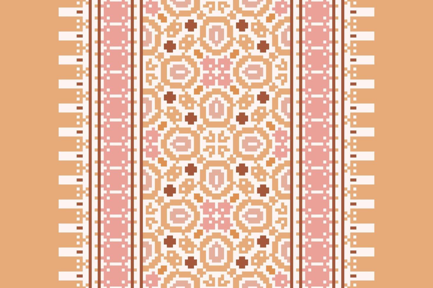 Nordic pattern Seamless Mughal architecture Motif embroidery, Pixel Ikat embroidery Design for Print figure tribal ink on cloth patola sari vector