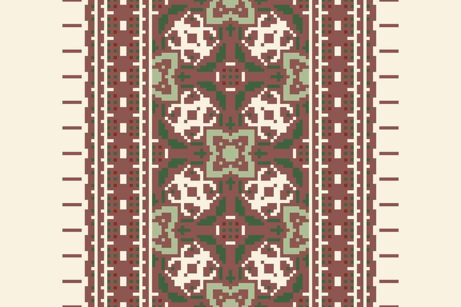 Nordic pattern Seamless Mughal architecture Motif embroidery, Pixel Ikat embroidery Design for Print egyptian pattern tibetan mandala bandanna vector