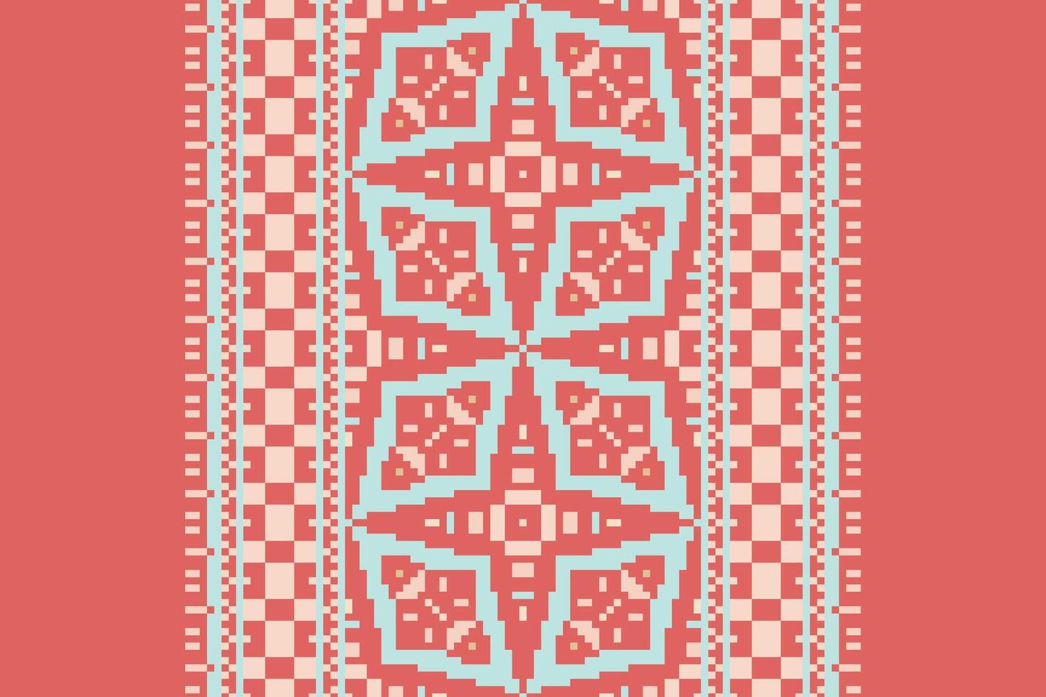 Nordic pattern Seamless Scandinavian pattern Motif embroidery, Pixel Ikat embroidery Design for Print indigenous art aboriginal art pattern floral kurti mughal border vector