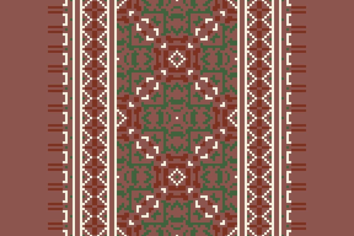 Nordic pattern Seamless Mughal architecture Motif embroidery, Pixel Ikat embroidery Design for Print border embroidery ancient egypt vector