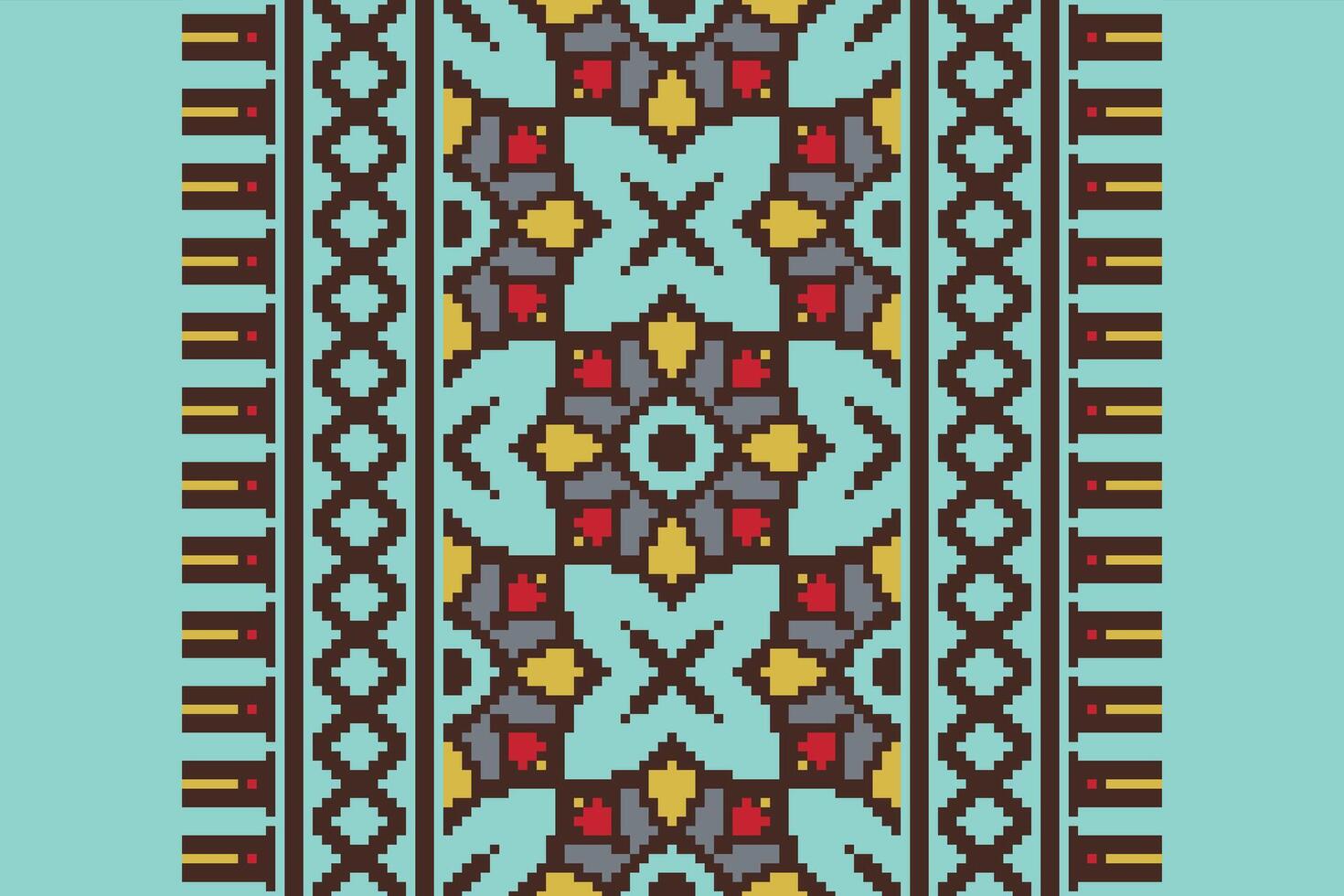 Navajo pattern Seamless Australian aboriginal pattern Motif embroidery, Pixel Ikat embroidery Design for Print figure tribal ink on cloth patola sari vector