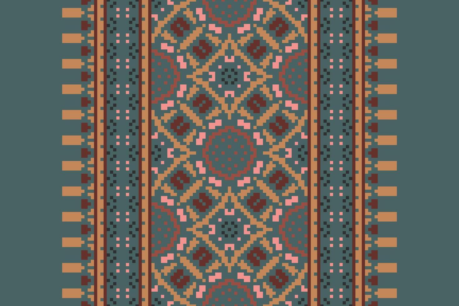 Navajo pattern Seamless Mughal architecture Motif embroidery, Pixel Ikat embroidery Design for Print egyptian pattern tibetan mandala bandanna vector
