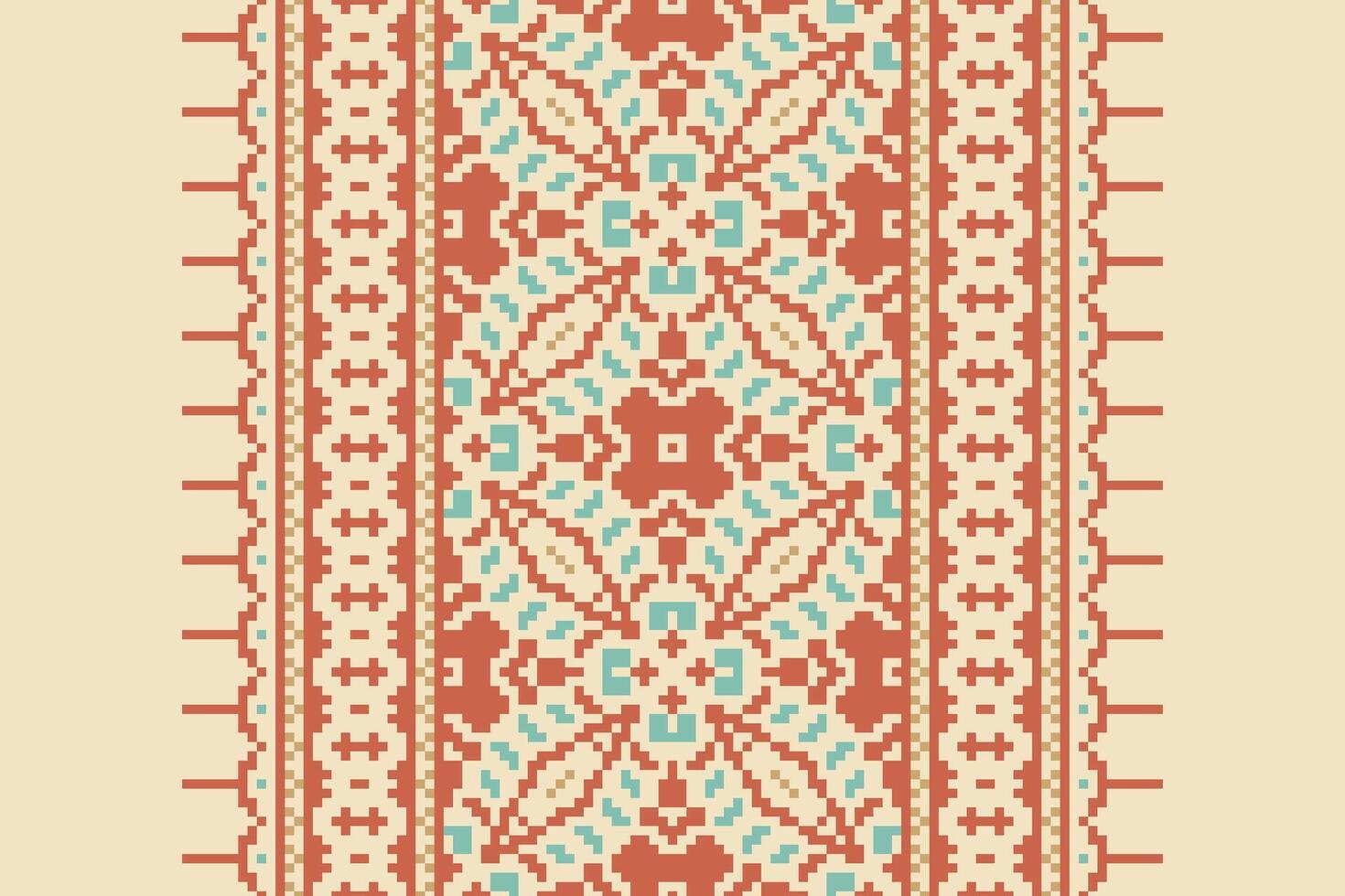 Navajo pattern Seamless Mughal architecture Motif embroidery, Pixel Ikat embroidery Design for Print indonesian batik motif embroidery native american kurta mughal design vector