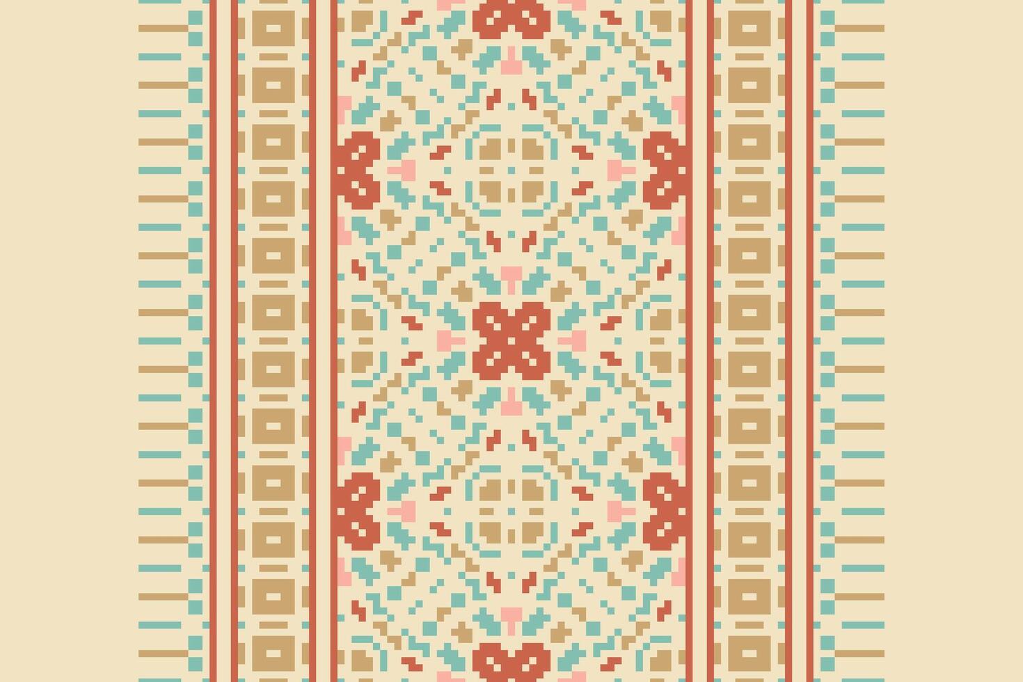 Navajo pattern Seamless Mughal architecture Motif embroidery, Pixel Ikat embroidery Design for Print 60s paisley tie dye damascus ornament rugs hipster kurta pajama vector