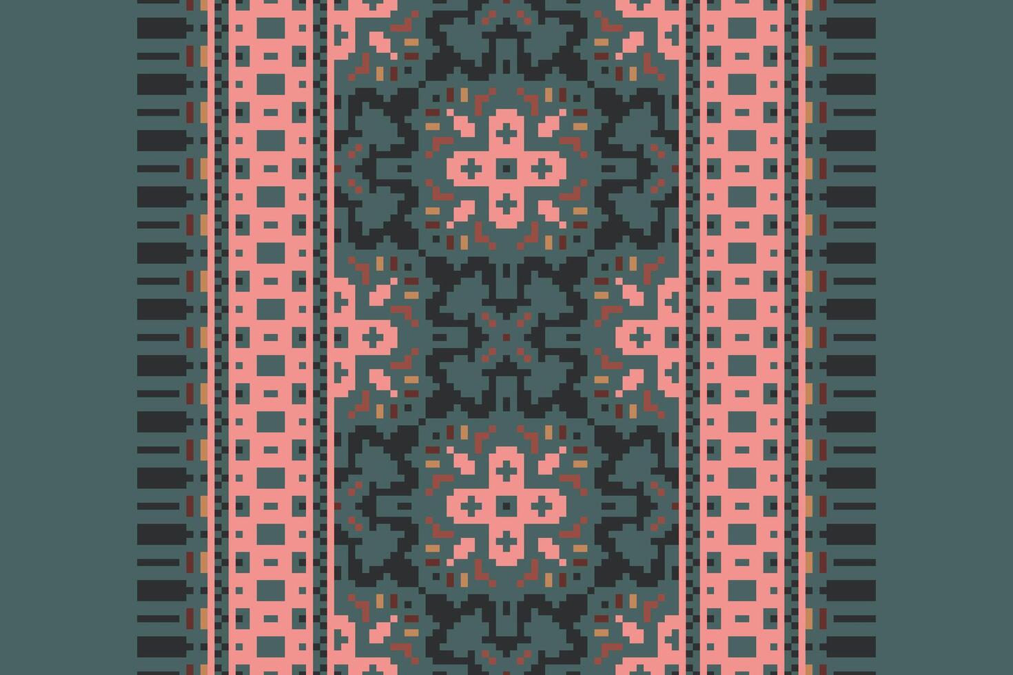 Navajo pattern Seamless Scandinavian pattern Motif embroidery, Pixel Ikat embroidery Design for Print Texture fabric saree sari carpet. kurta patola saree vector