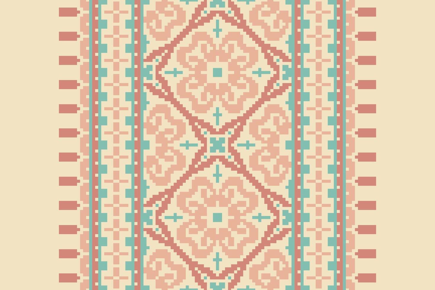Navajo pattern Seamless Scandinavian pattern Motif embroidery, Pixel Ikat embroidery Design for Print vyshyvanka placemat quilt sarong sarong beach kurtis Indian motifs vector